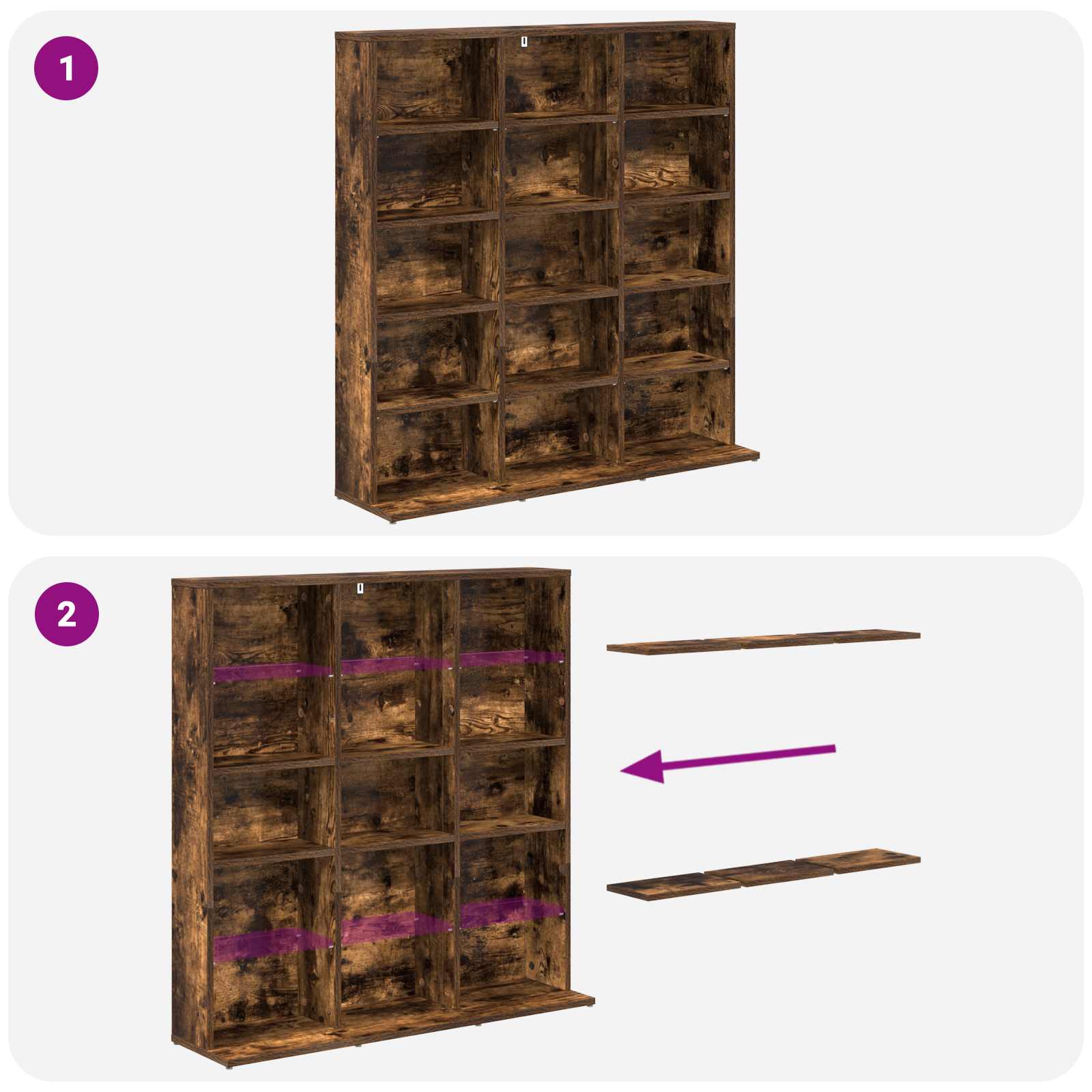 CD Kast Gerookt eiken 96 x 23,5 x 97,5 cm Bewerkt hout