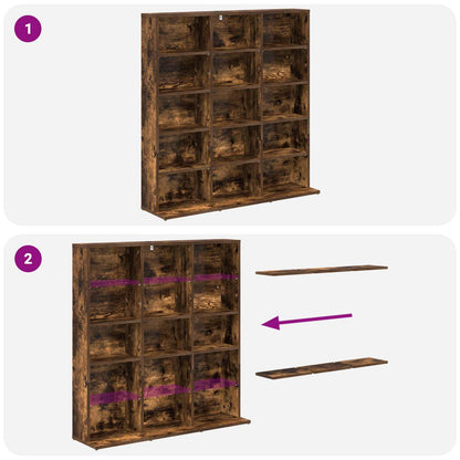 CD Kast Gerookt eiken 96 x 23,5 x 97,5 cm Bewerkt hout