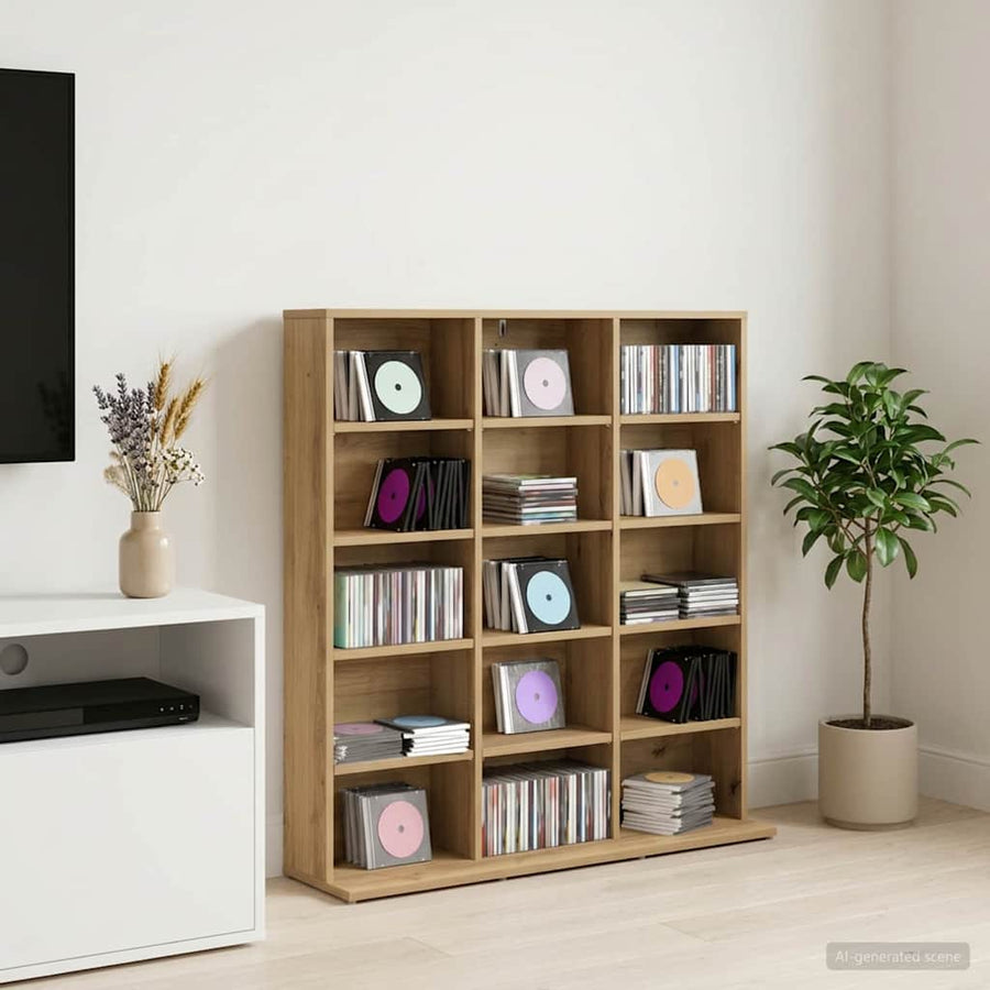 CD Kast Artisanaal eiken 96 x 23,5 x 97,5 cm Bewerkt hout