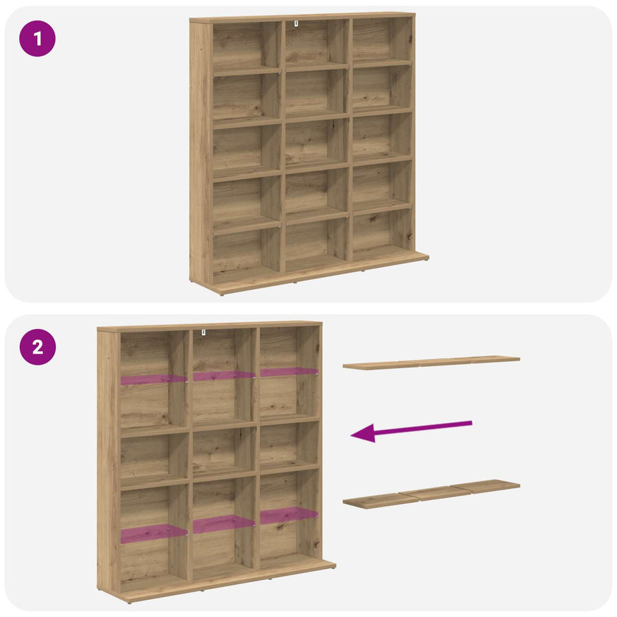 CD Kast Artisanaal eiken 96 x 23,5 x 97,5 cm Bewerkt hout