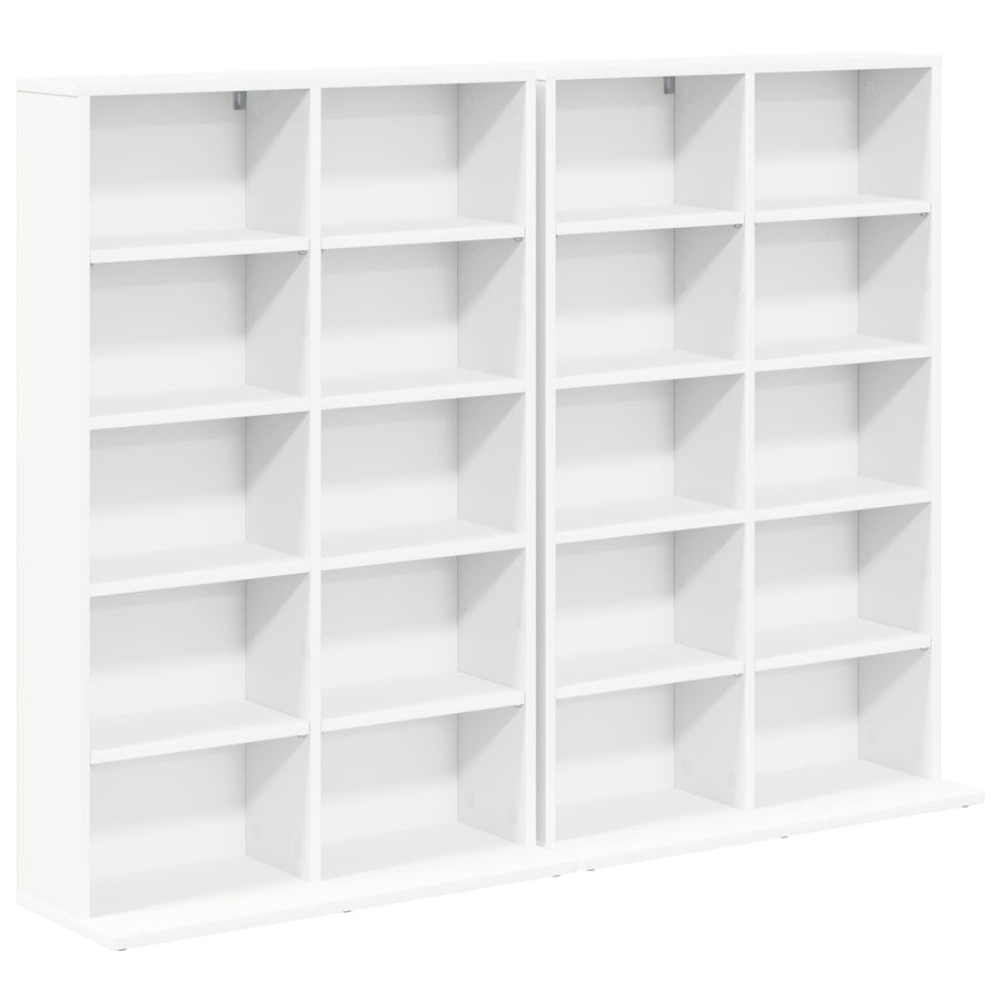 CD Kast 2 st Wit 65 x 23,5 x 97,5 cm Bewerkt hout