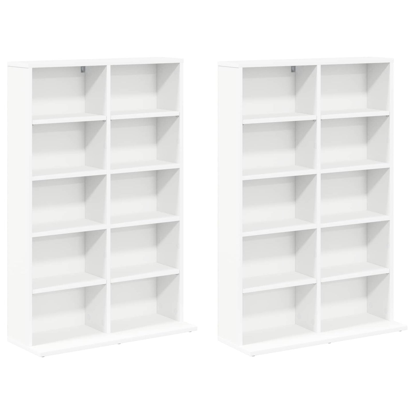 CD Kast 2 st Wit 65 x 23,5 x 97,5 cm Bewerkt hout
