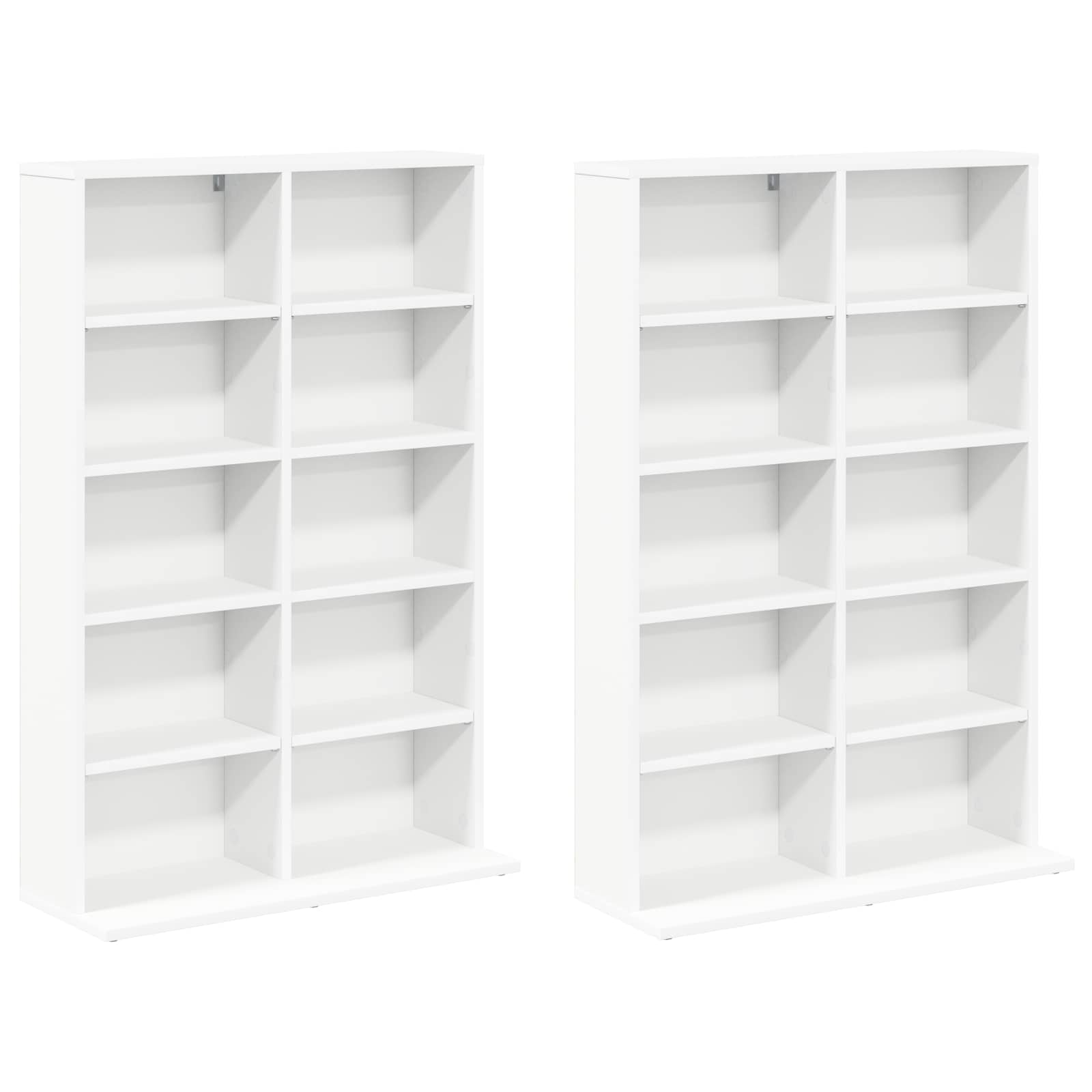 CD Kast 2 st Wit 65 x 23,5 x 97,5 cm Bewerkt hout