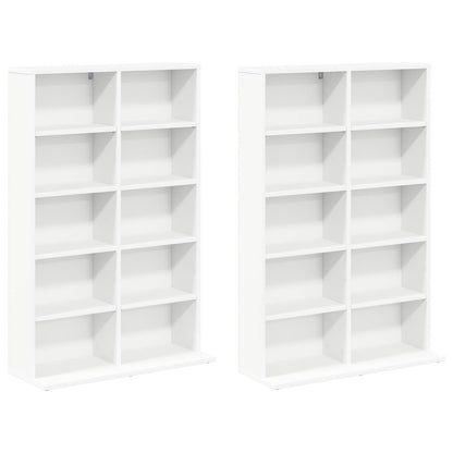 CD Kast 2 st Wit 65 x 23,5 x 97,5 cm Bewerkt hout
