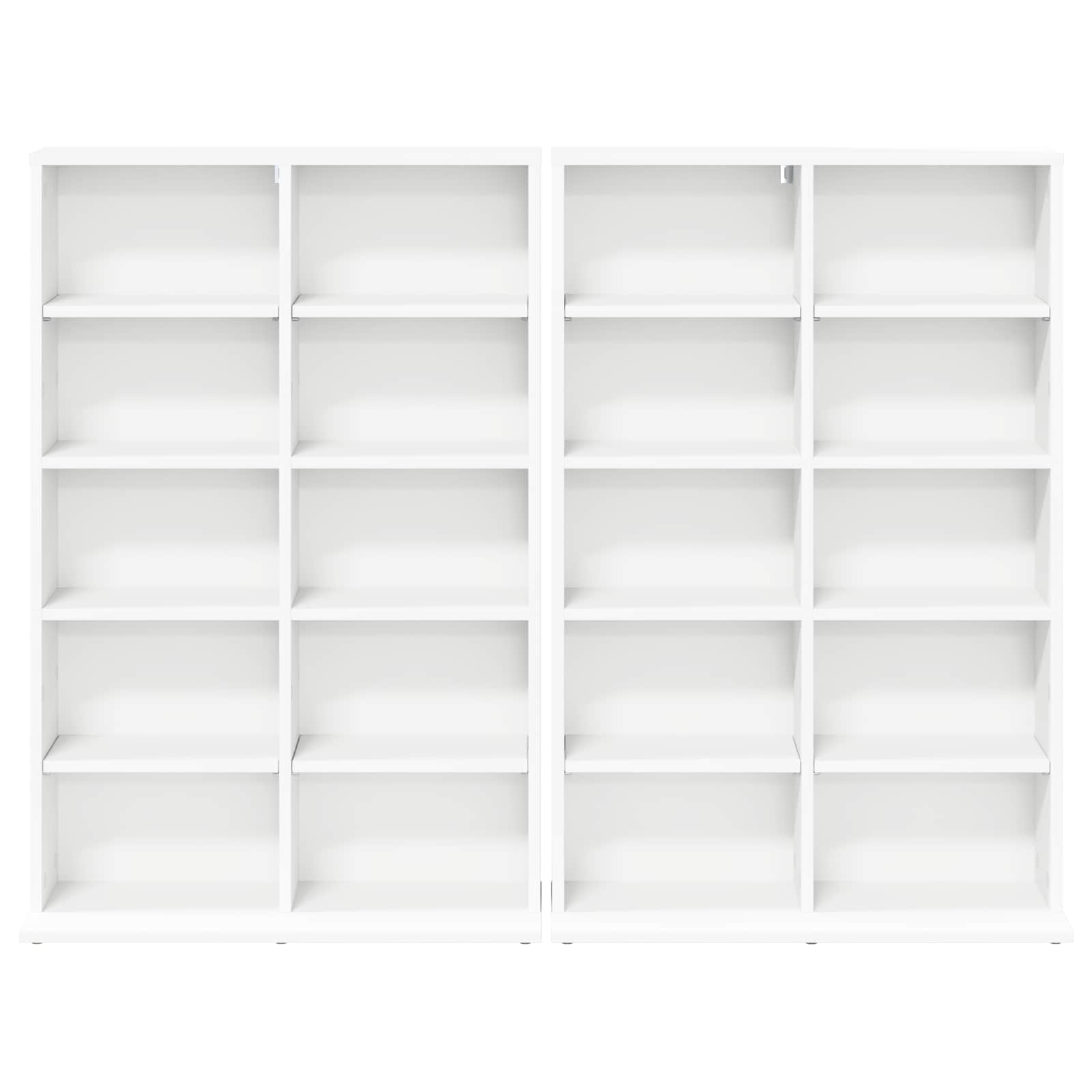 CD Kast 2 st Wit 65 x 23,5 x 97,5 cm Bewerkt hout