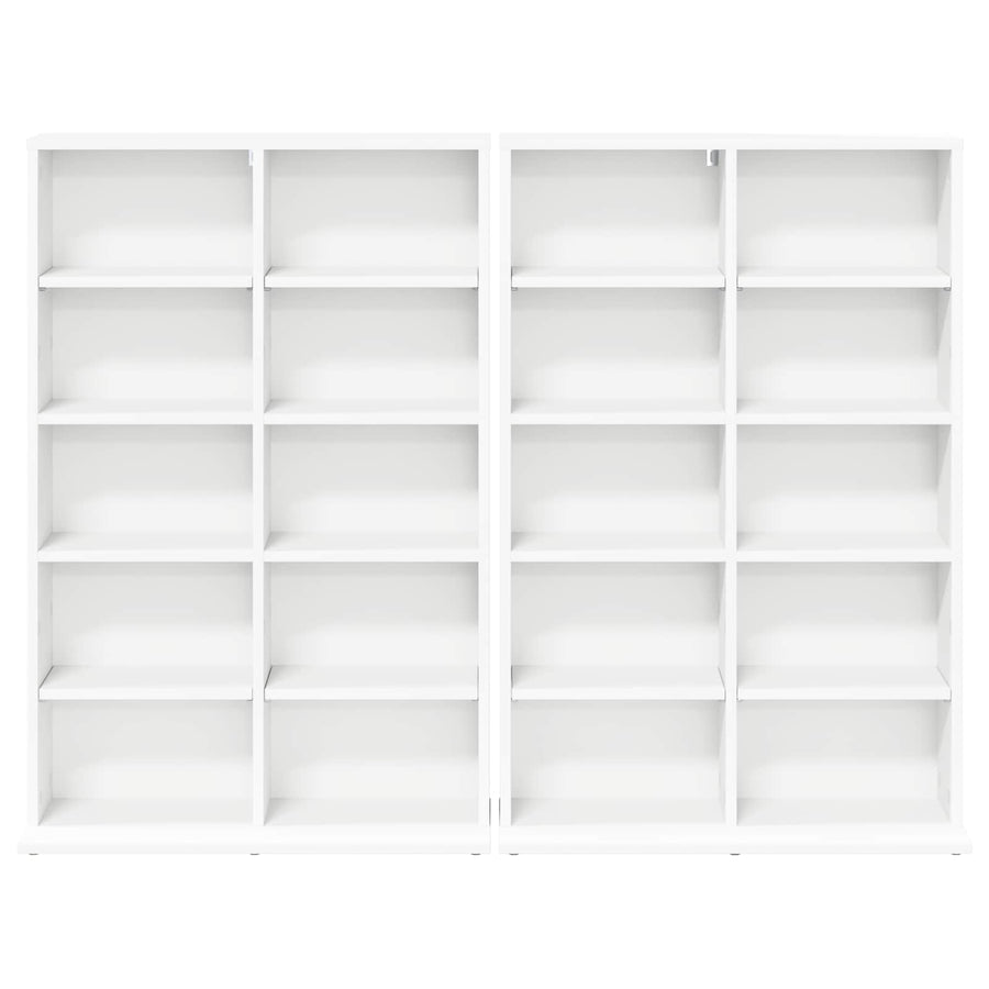 CD Kast 2 st Wit 65 x 23,5 x 97,5 cm Bewerkt hout