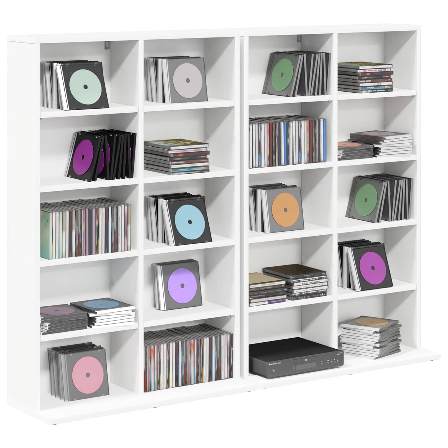 CD Kast 2 st Wit 65 x 23,5 x 97,5 cm Bewerkt hout
