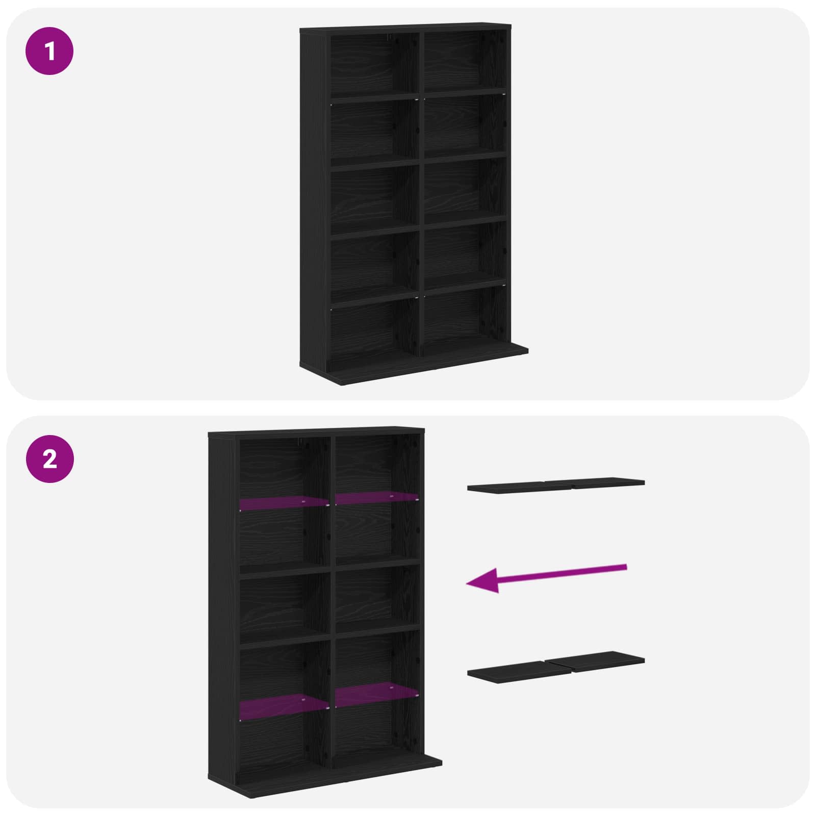 CD Kast Zwart eiken 65 x 23,5 x 97,5 cm Bewerkt hout