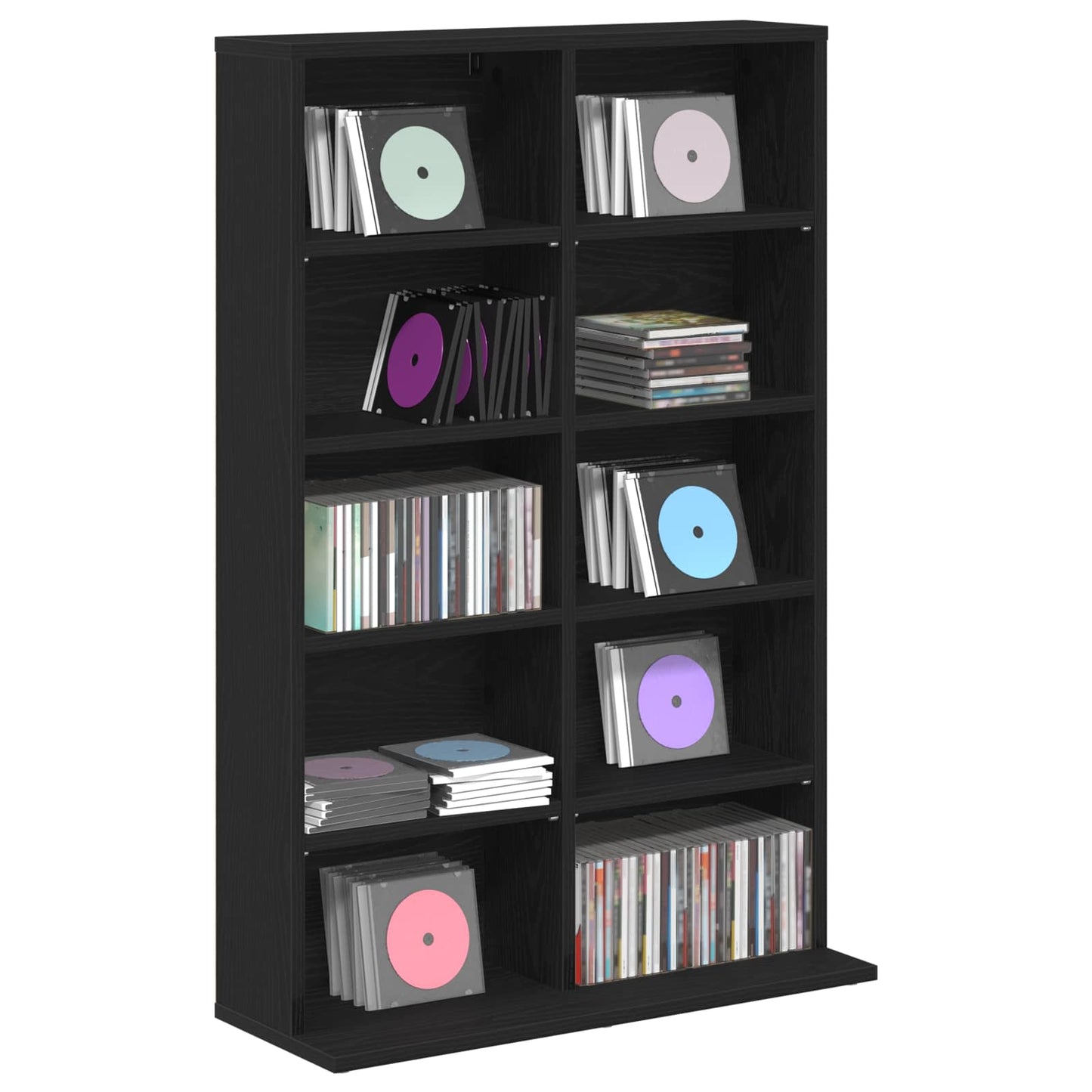 CD Kast Zwart eiken 65 x 23,5 x 97,5 cm Bewerkt hout