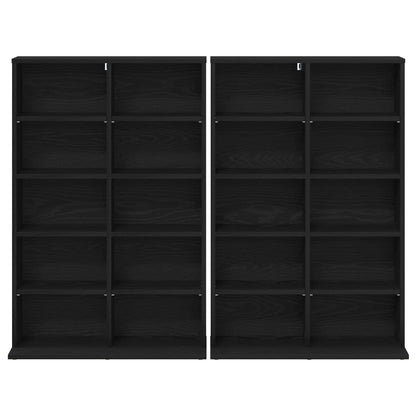 CD Kast 2 st Zwart eiken 65 x 23,5 x 97,5 cm Bewerkt hout