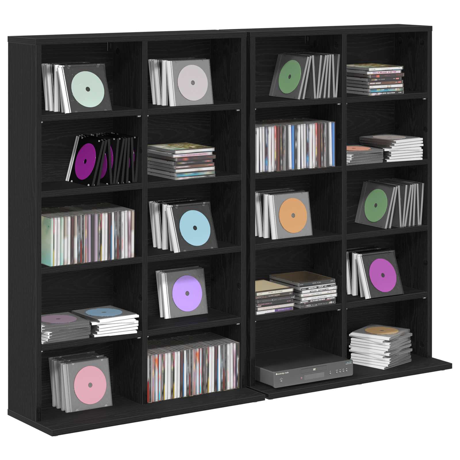 CD Kast 2 st Zwart eiken 65 x 23,5 x 97,5 cm Bewerkt hout