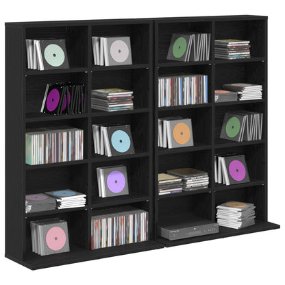 CD Kast 2 st Zwart eiken 65 x 23,5 x 97,5 cm Bewerkt hout