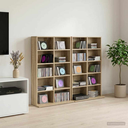 CD Kast 2 st Sonoma Eiken 65 x 23,5 x 97,5 cm Bewerkt hout