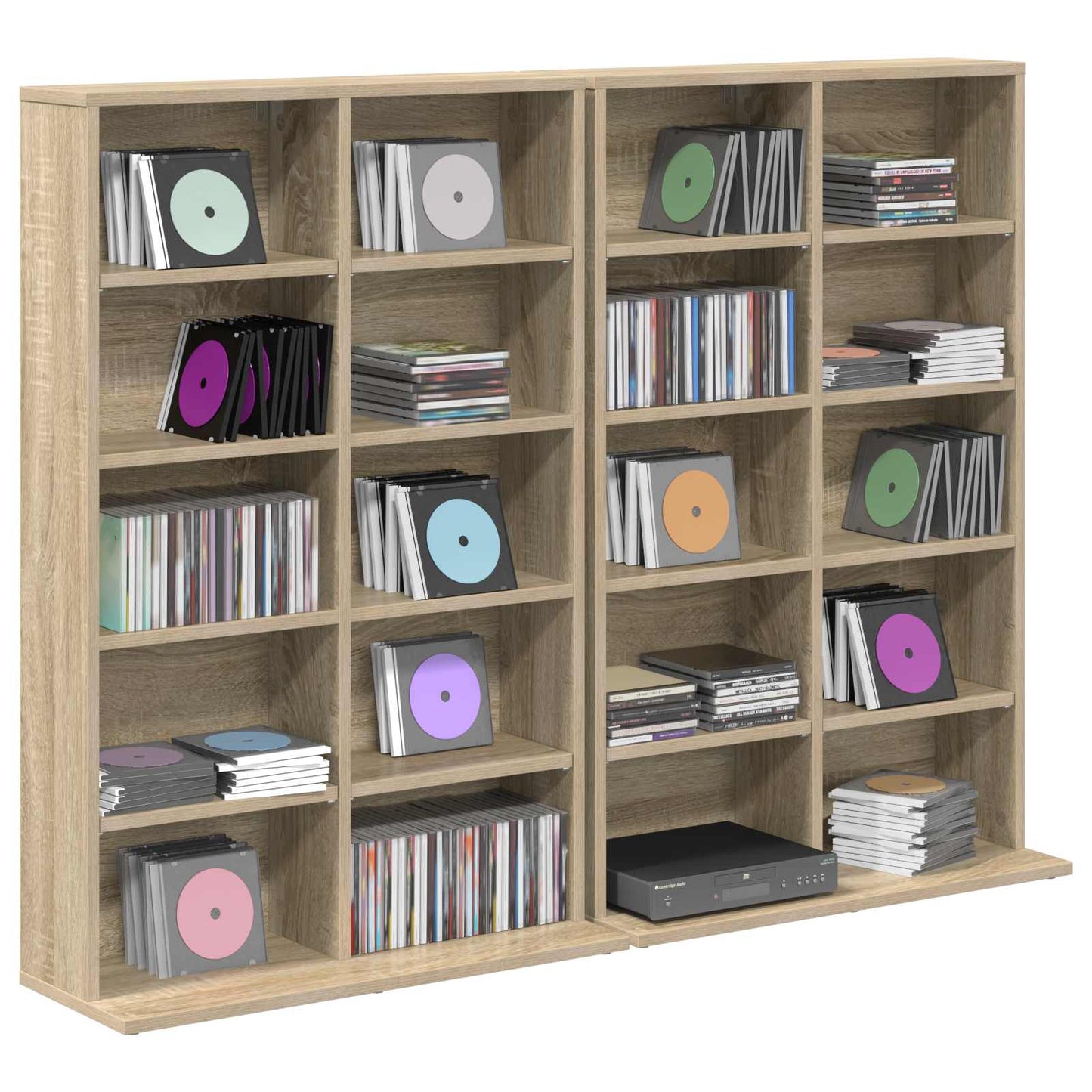 CD Kast 2 st Sonoma Eiken 65 x 23,5 x 97,5 cm Bewerkt hout