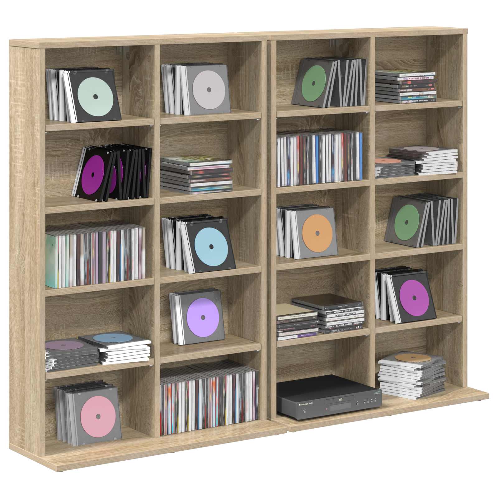 CD Kast 2 st Sonoma Eiken 65 x 23,5 x 97,5 cm Bewerkt hout