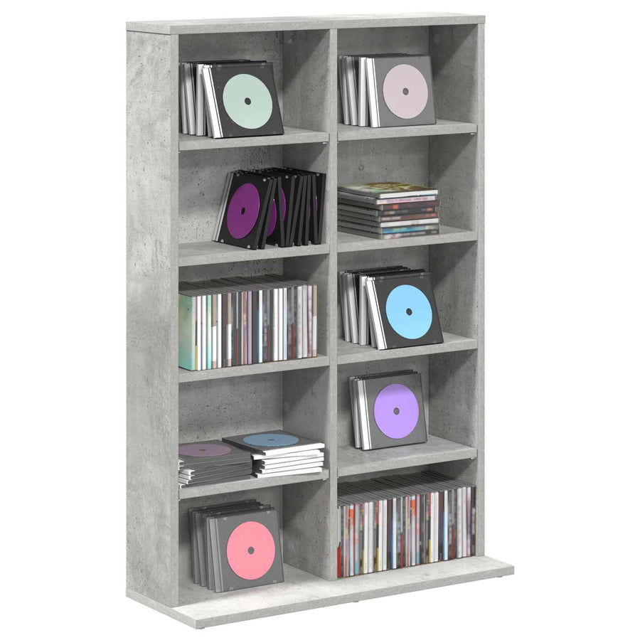CD Kast Betongrijs 65 x 23,5 x 97,5 cm Bewerkt hout