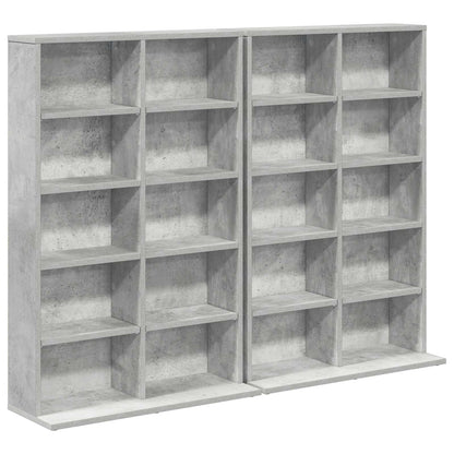 CD Kast 2 st Betongrijs 65 x 23,5 x 97,5 cm Bewerkt hout