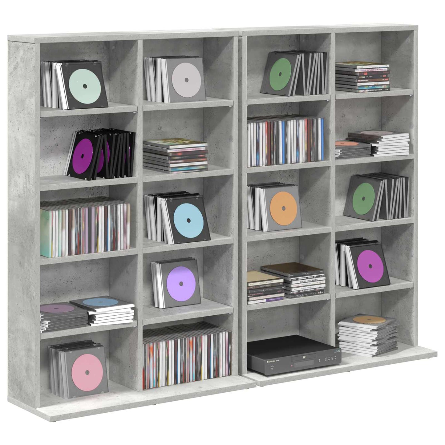 CD Kast 2 st Betongrijs 65 x 23,5 x 97,5 cm Bewerkt hout