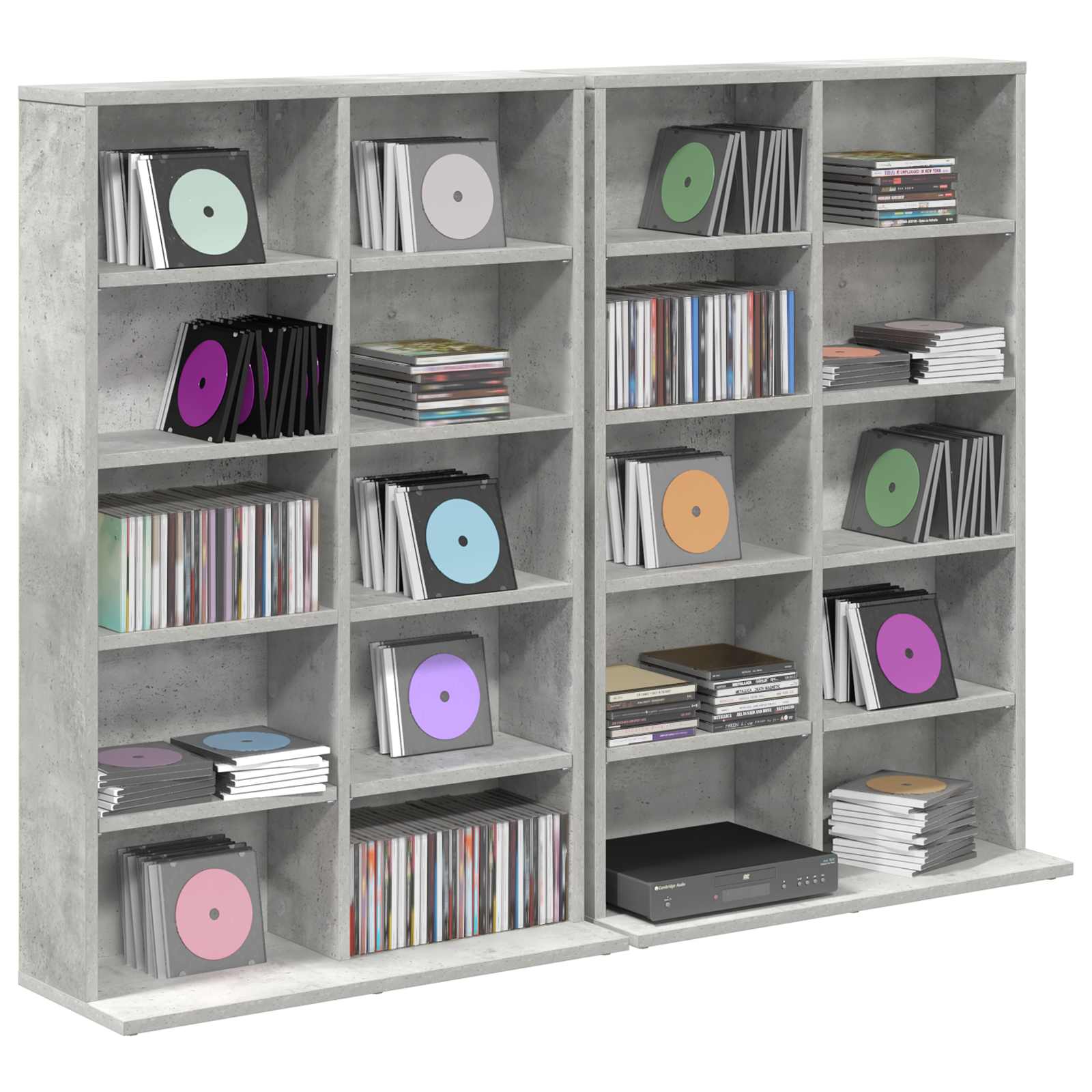 CD Kast 2 st Betongrijs 65 x 23,5 x 97,5 cm Bewerkt hout