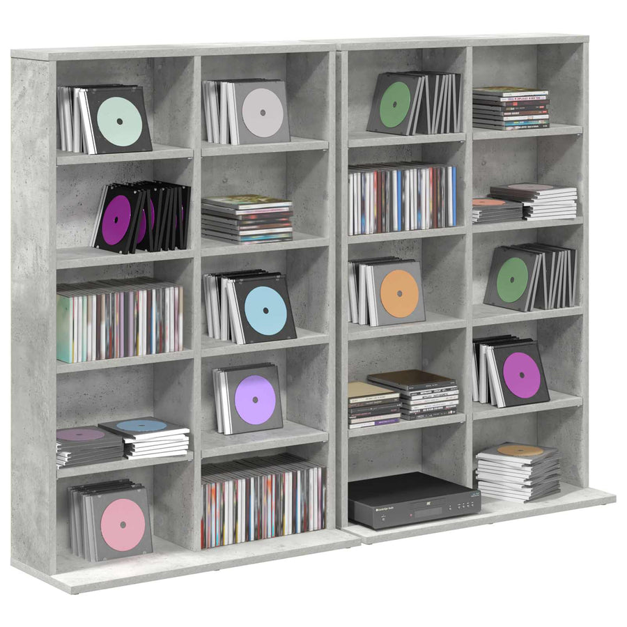CD Kast 2 st Betongrijs 65 x 23,5 x 97,5 cm Bewerkt hout