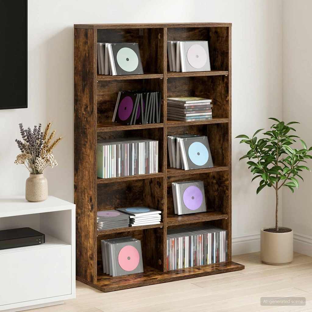 CD Kast Gerookt eiken 65 x 23,5 x 97,5 cm Bewerkt hout