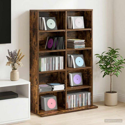 CD Kast Gerookt eiken 65 x 23,5 x 97,5 cm Bewerkt hout