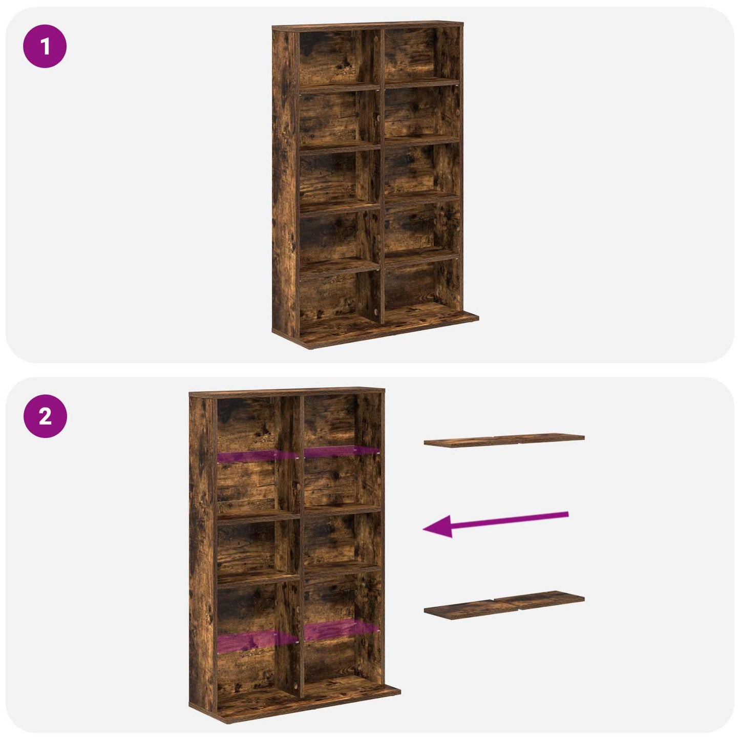 CD Kast Gerookt eiken 65 x 23,5 x 97,5 cm Bewerkt hout