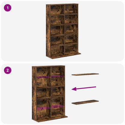 CD Kast Gerookt eiken 65 x 23,5 x 97,5 cm Bewerkt hout