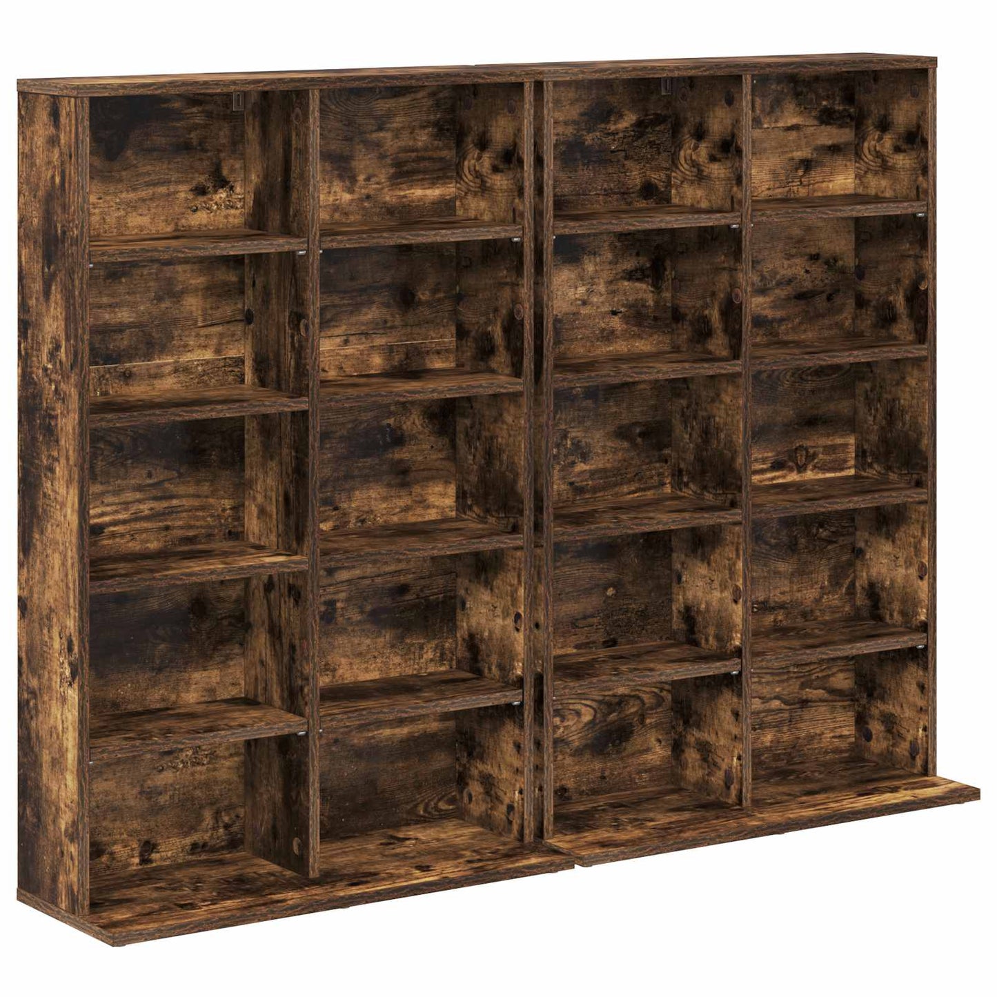 CD Kast 2 st Gerookt eiken 65 x 23,5 x 97,5 cm Bewerkt hout