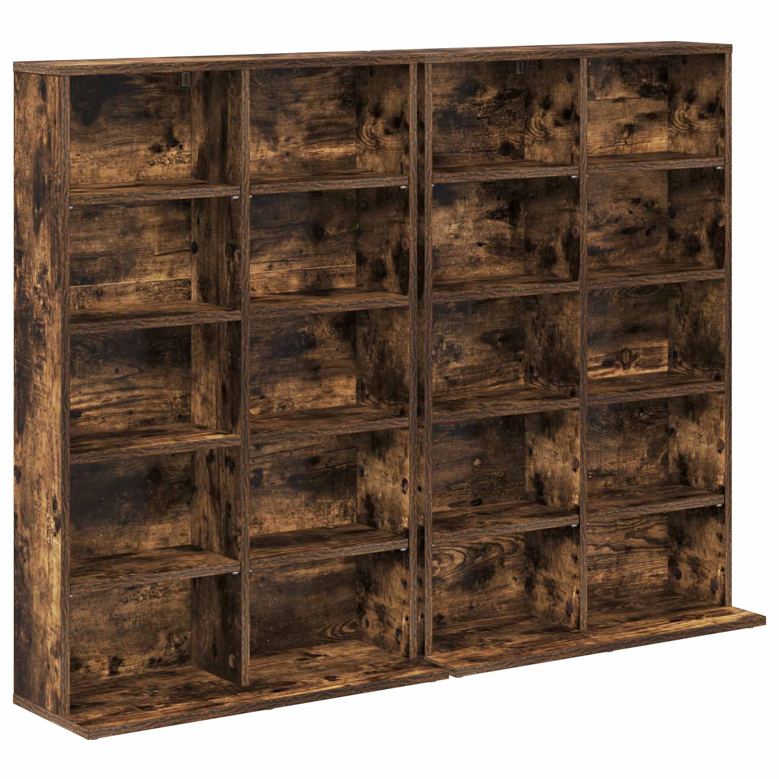 CD Kast 2 st Gerookt eiken 65 x 23,5 x 97,5 cm Bewerkt hout