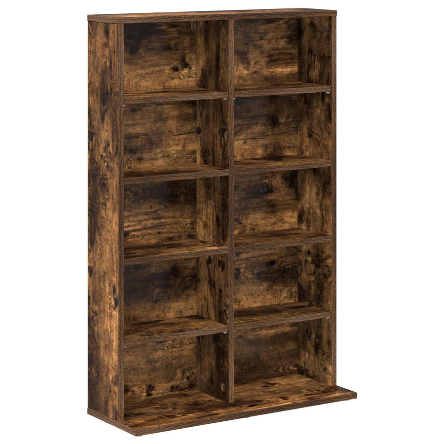 CD Kast 2 st Gerookt eiken 65 x 23,5 x 97,5 cm Bewerkt hout