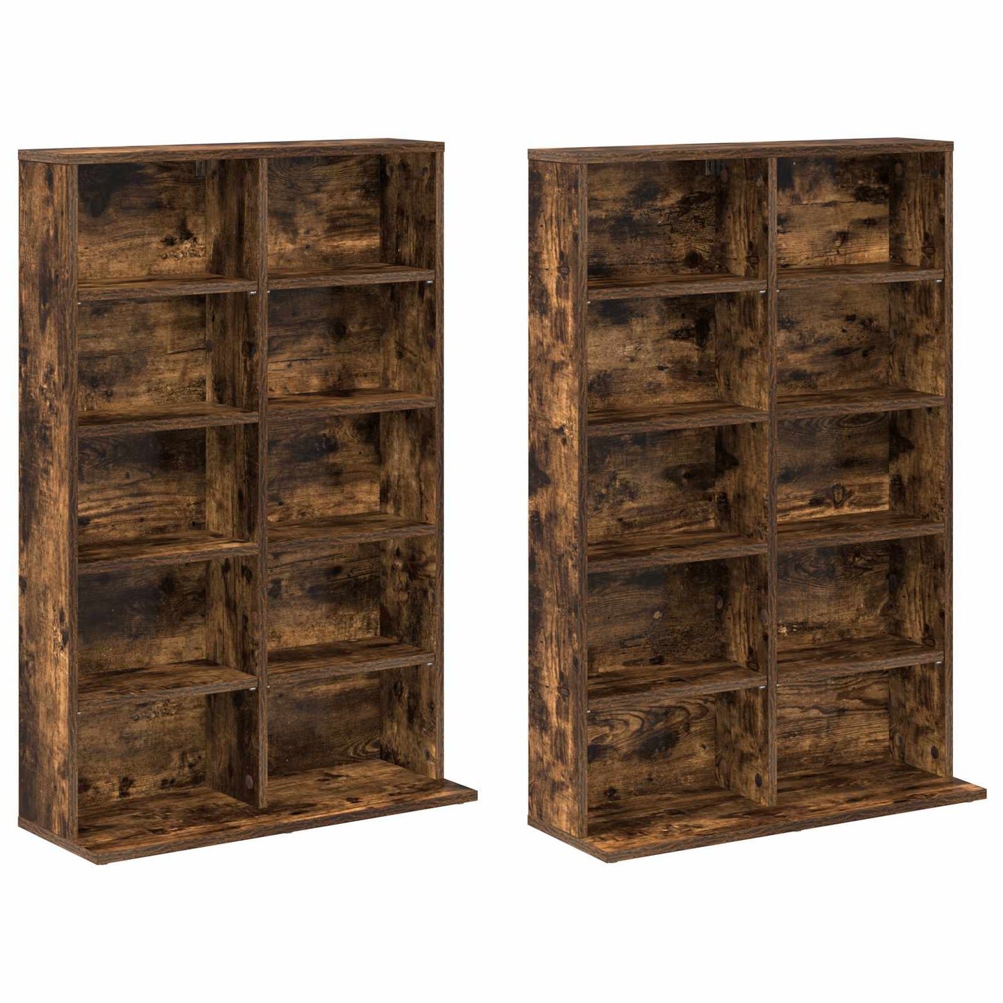 CD Kast 2 st Gerookt eiken 65 x 23,5 x 97,5 cm Bewerkt hout