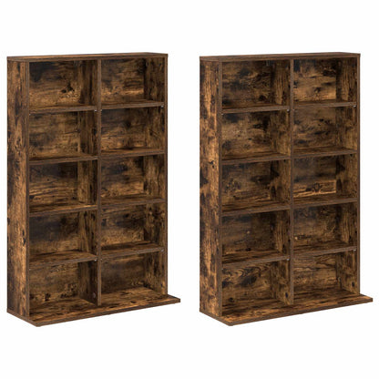 CD Kast 2 st Gerookt eiken 65 x 23,5 x 97,5 cm Bewerkt hout