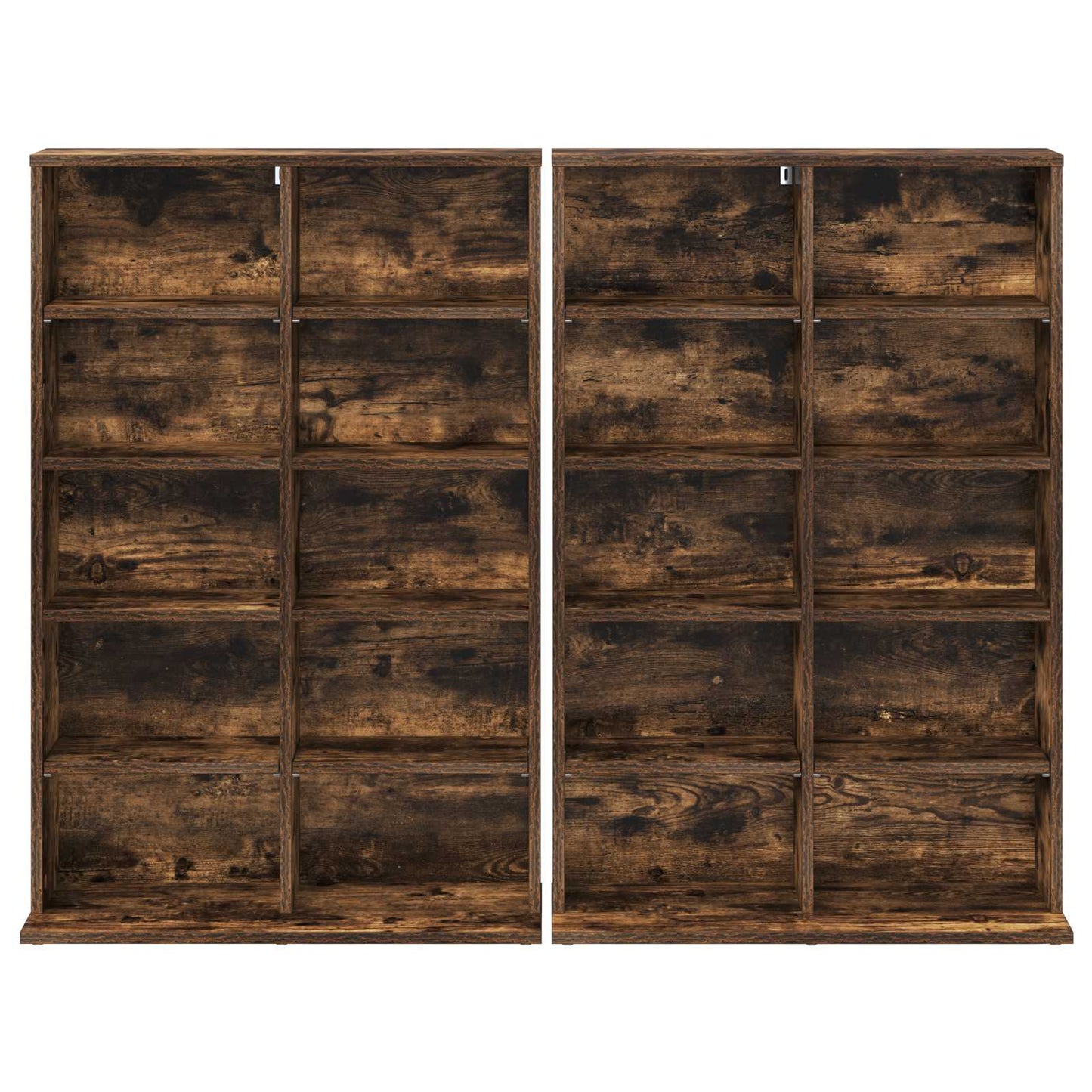 CD Kast 2 st Gerookt eiken 65 x 23,5 x 97,5 cm Bewerkt hout