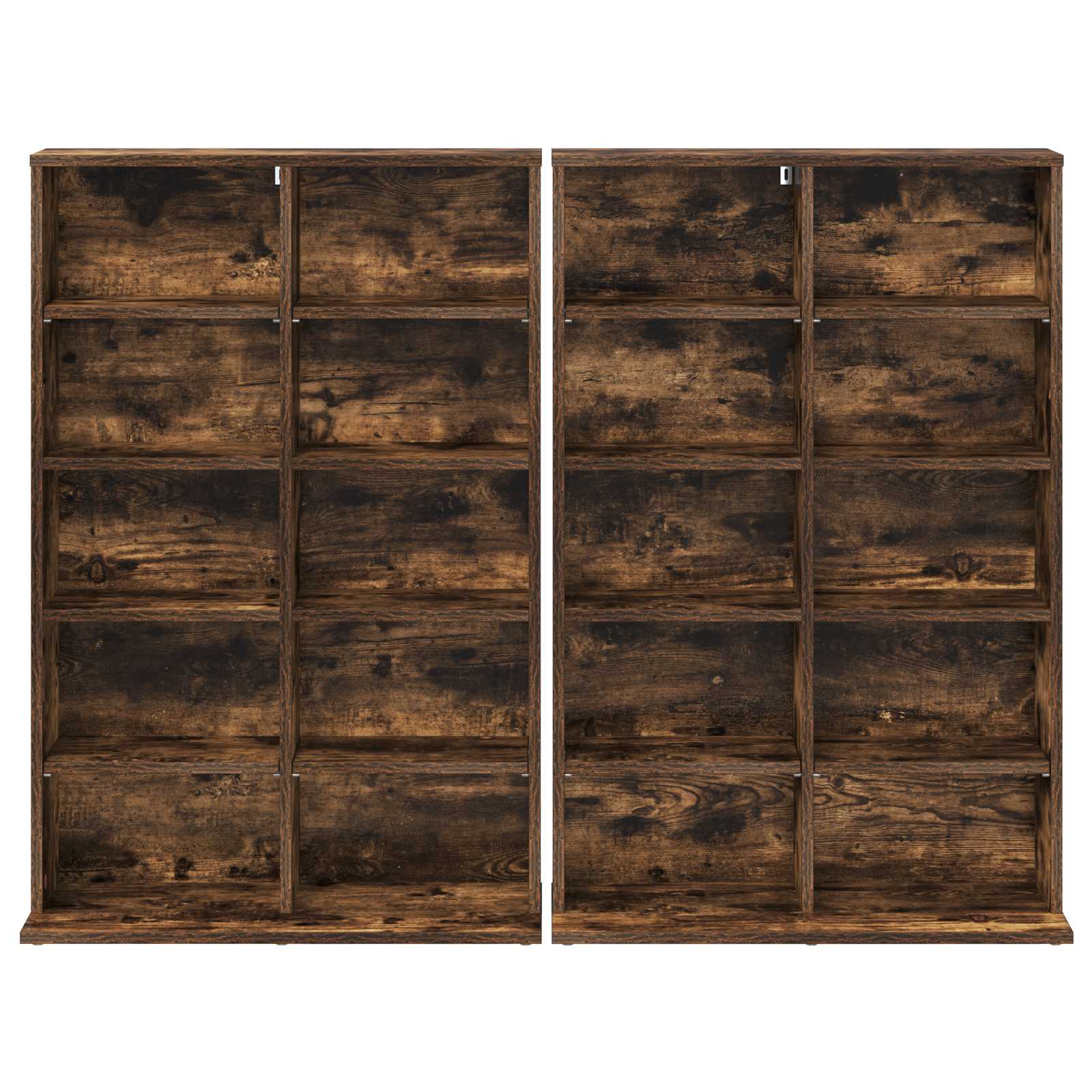 CD Kast 2 st Gerookt eiken 65 x 23,5 x 97,5 cm Bewerkt hout