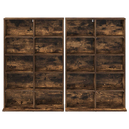 CD Kast 2 st Gerookt eiken 65 x 23,5 x 97,5 cm Bewerkt hout