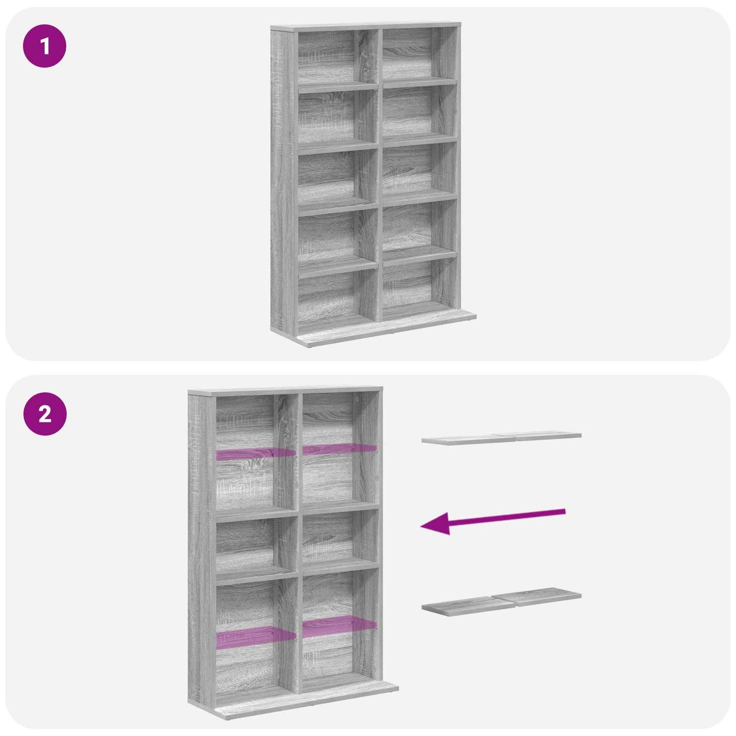 CD Kast Grijs Sonoma 65 x 23,5 x 97,5 cm Bewerkt hout