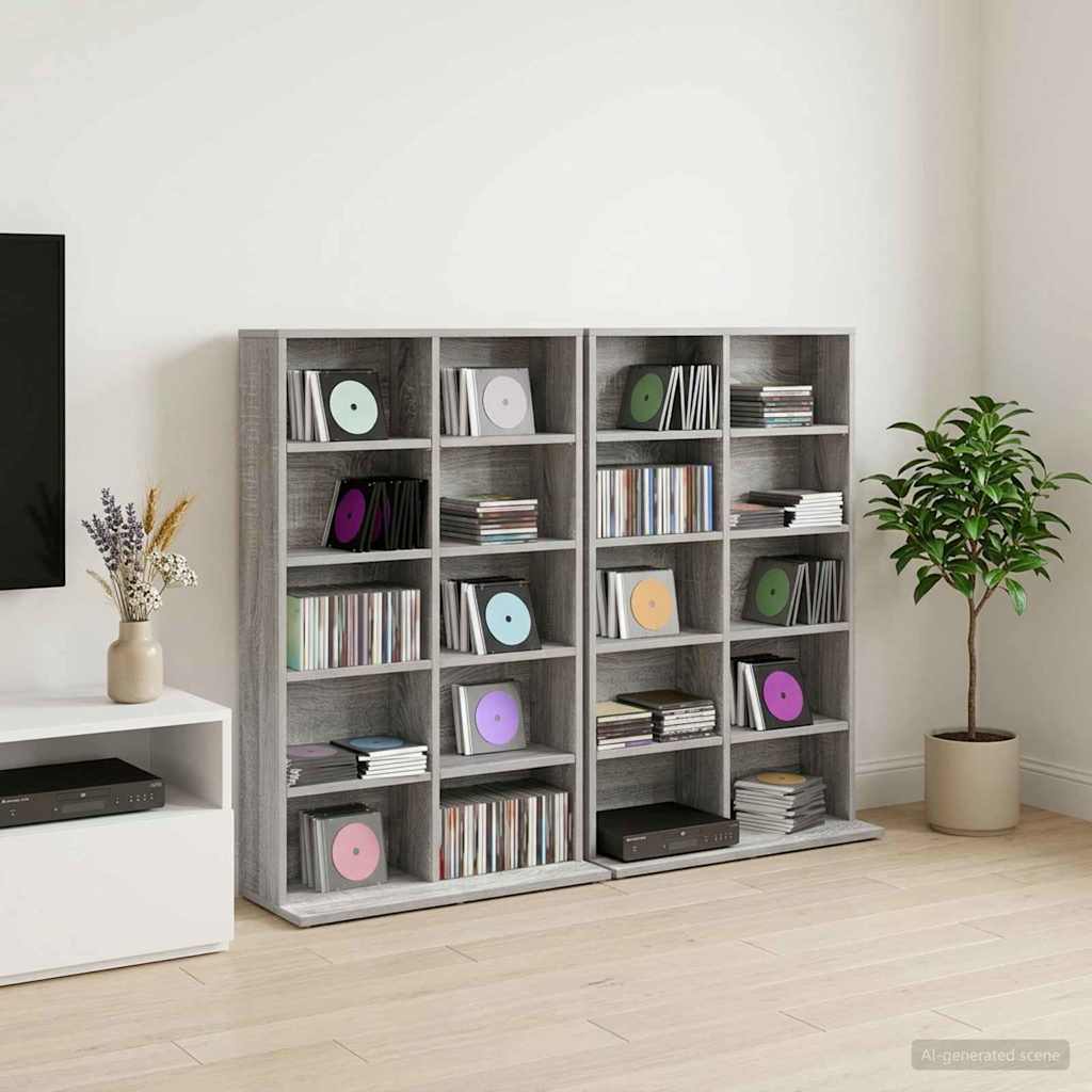 CD Kast 2 st Grijs Sonoma 65 x 23,5 x 97,5 cm Bewerkt hout