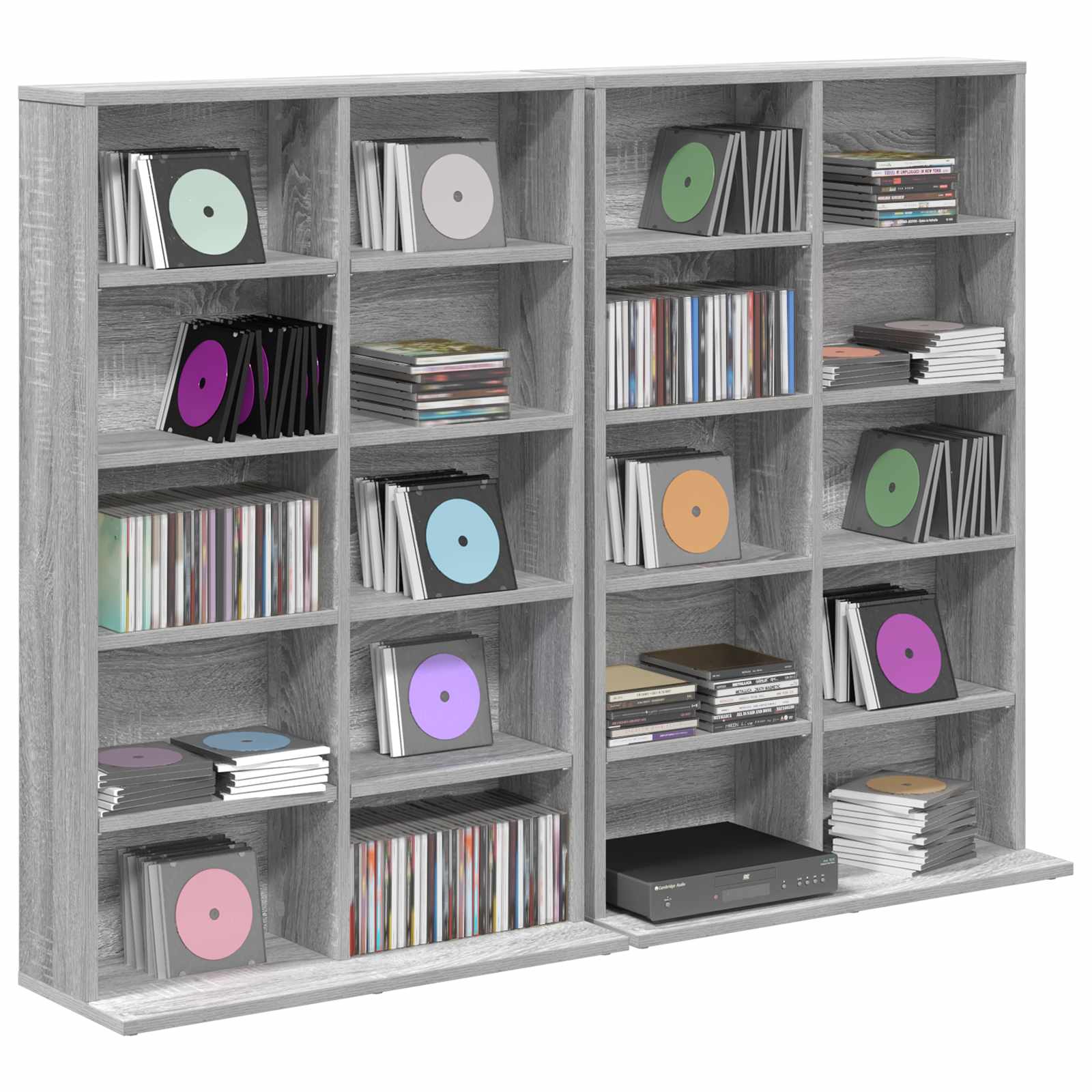 CD Kast 2 st Grijs Sonoma 65 x 23,5 x 97,5 cm Bewerkt hout