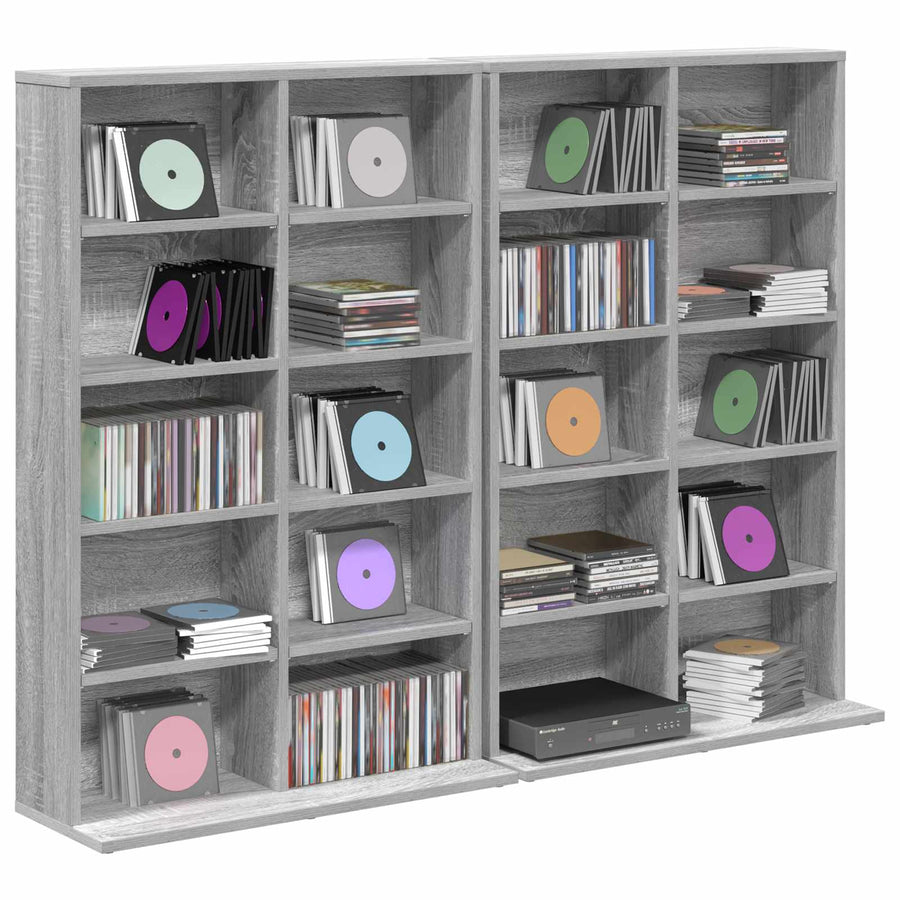 CD Kast 2 st Grijs Sonoma 65 x 23,5 x 97,5 cm Bewerkt hout