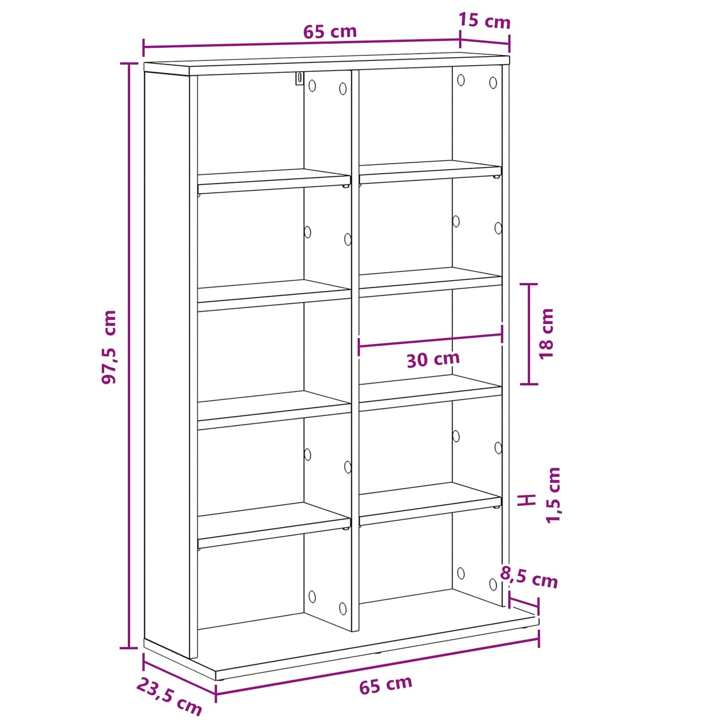 CD Kast Oud hout 65 x 23,5 x 97,5 cm Bewerkt hout