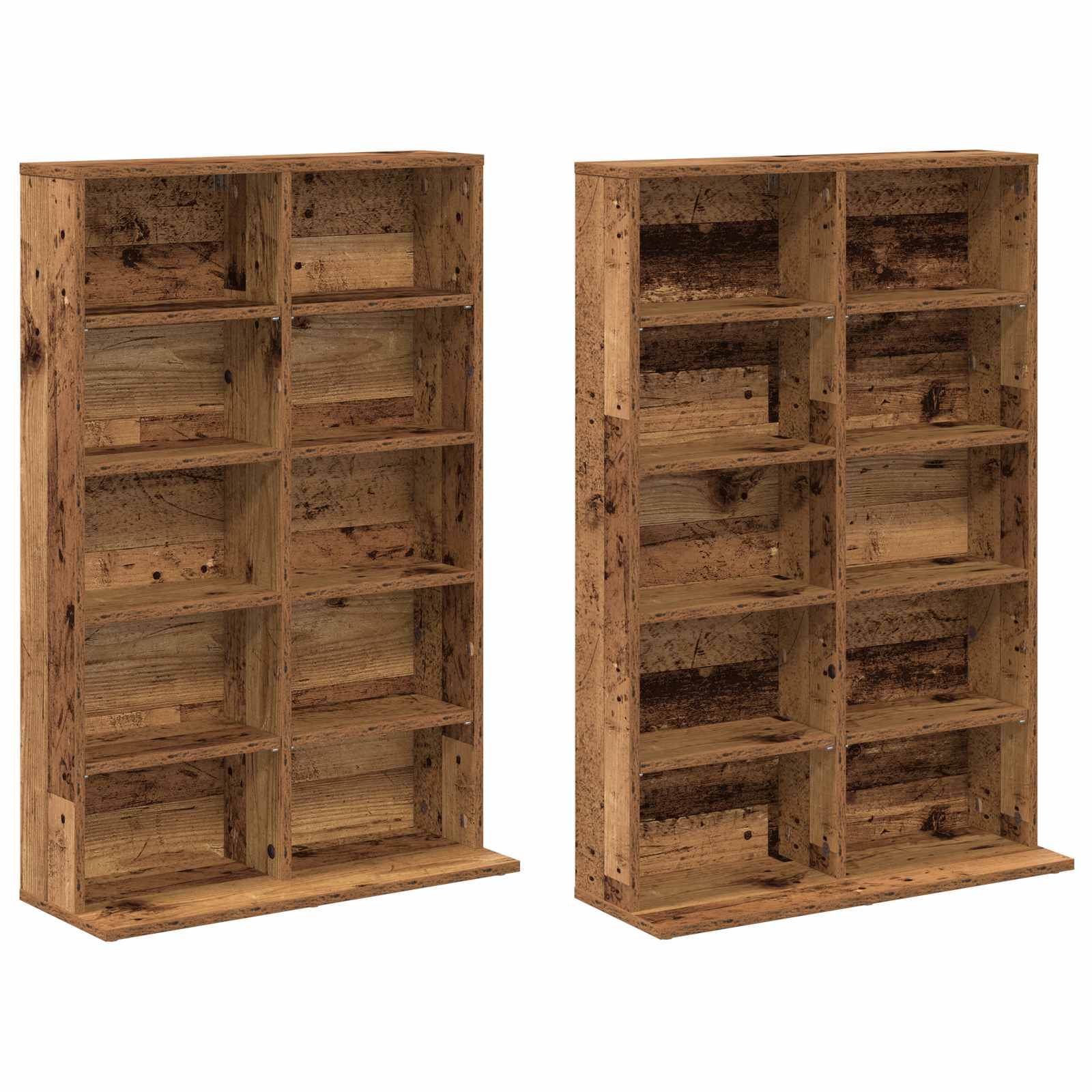 CD Kast 2 st Oud hout 65 x 23,5 x 97,5 cm Bewerkt hout