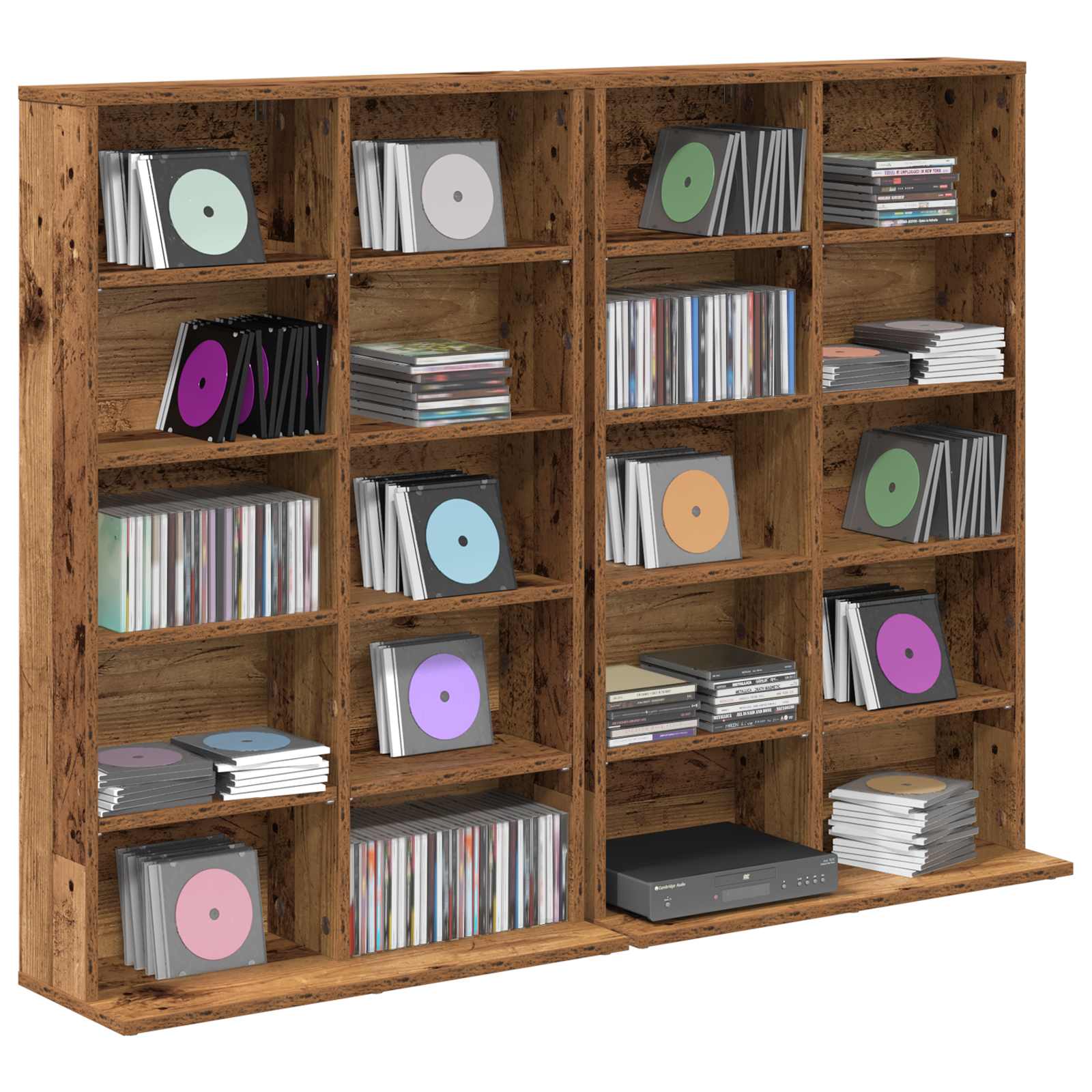 CD Kast 2 st Oud hout 65 x 23,5 x 97,5 cm Bewerkt hout
