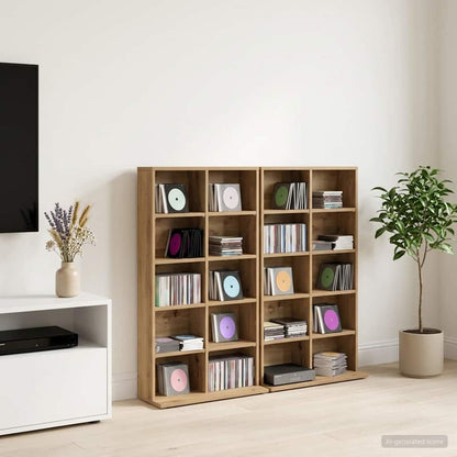 CD Kast 2 st Artisanaal eiken 65 x 23,5 x 97,5 cm Bewerkt hout