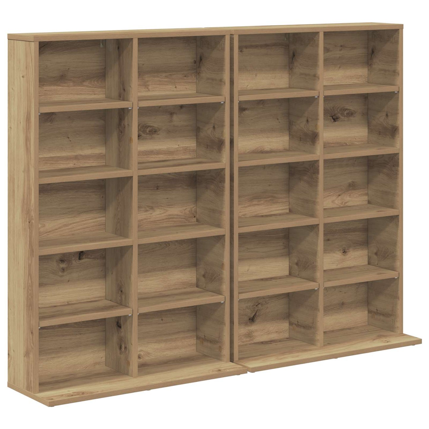 CD Kast 2 st Artisanaal eiken 65 x 23,5 x 97,5 cm Bewerkt hout