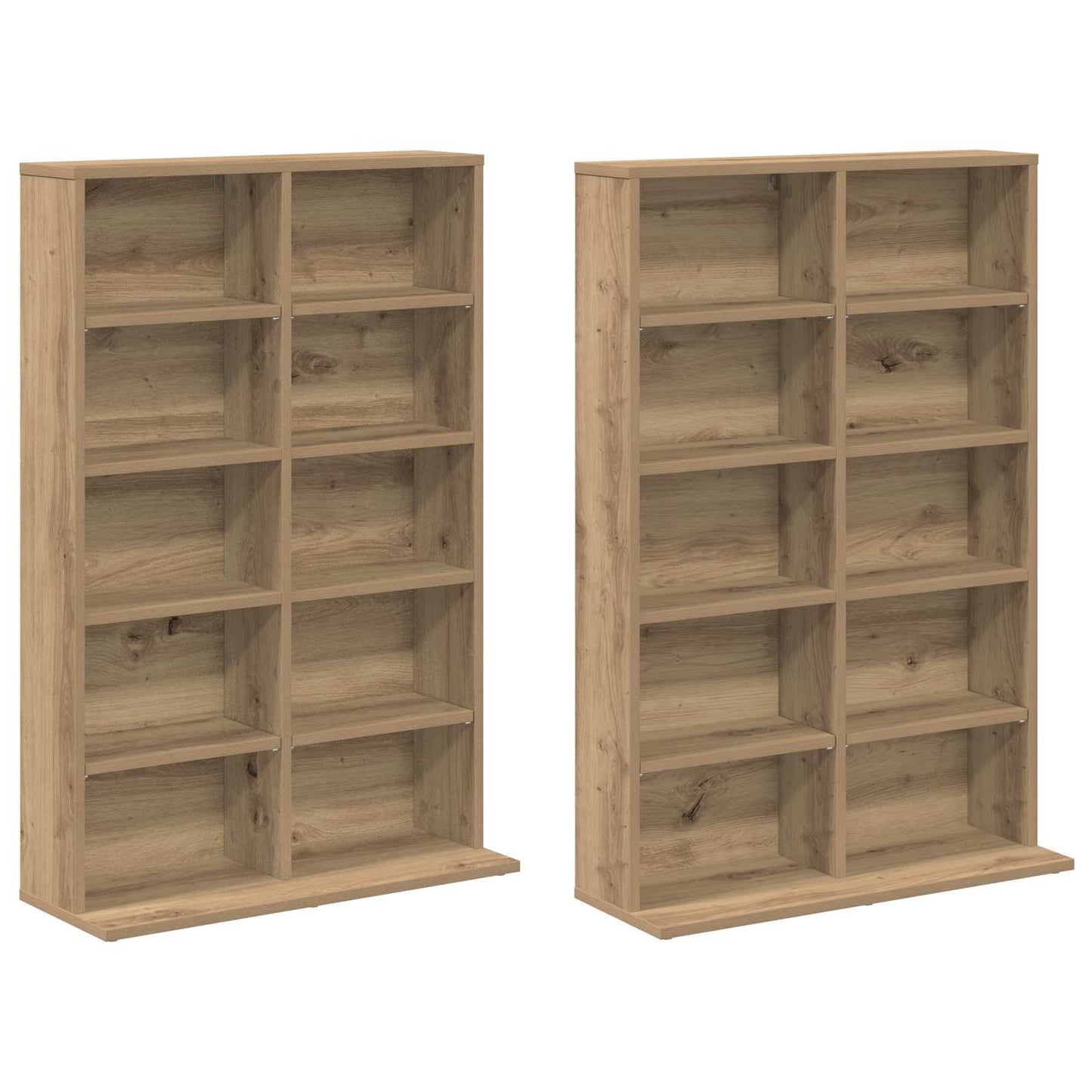 CD Kast 2 st Artisanaal eiken 65 x 23,5 x 97,5 cm Bewerkt hout