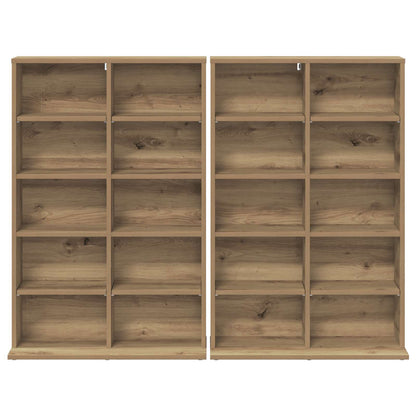 CD Kast 2 st Artisanaal eiken 65 x 23,5 x 97,5 cm Bewerkt hout