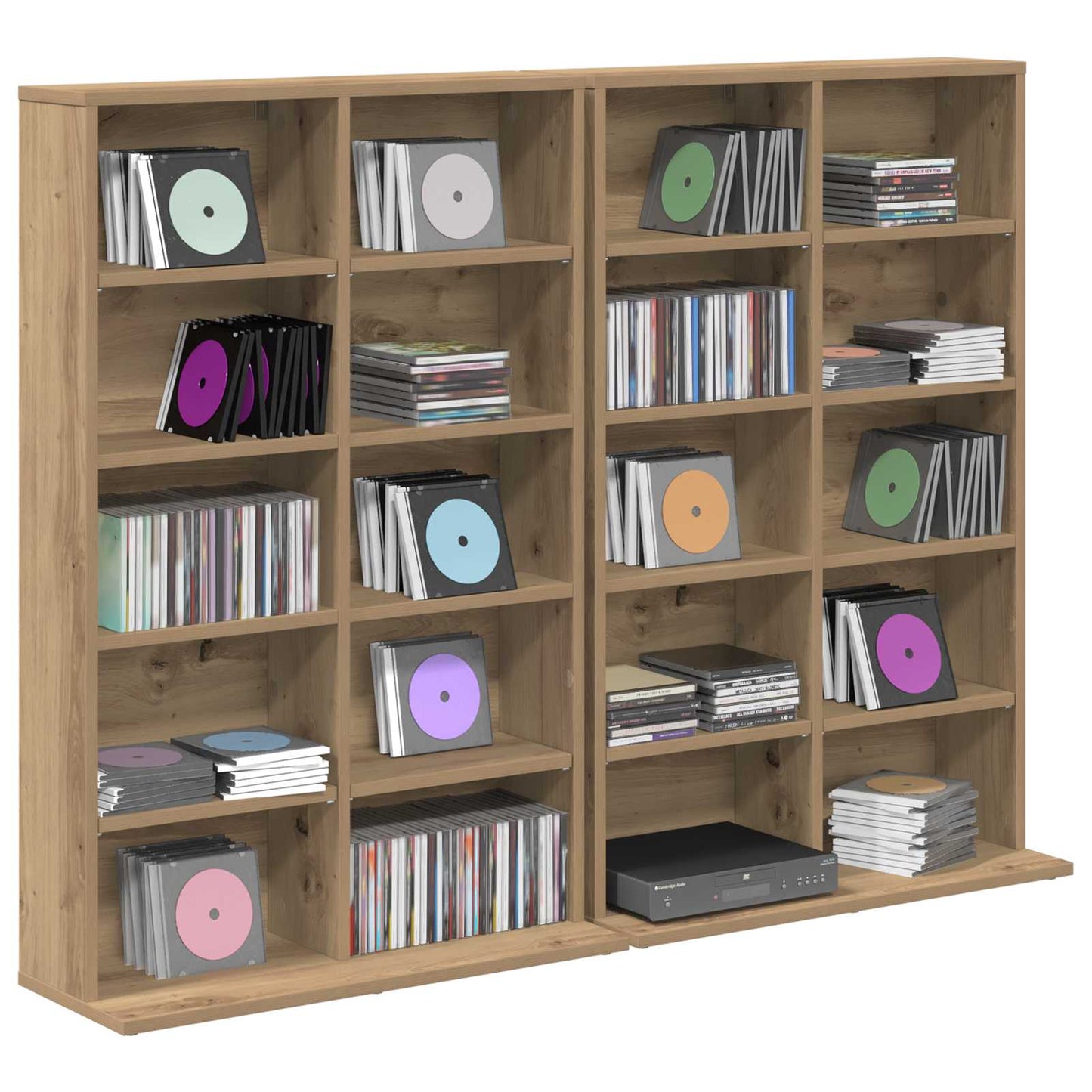 CD Kast 2 st Artisanaal eiken 65 x 23,5 x 97,5 cm Bewerkt hout