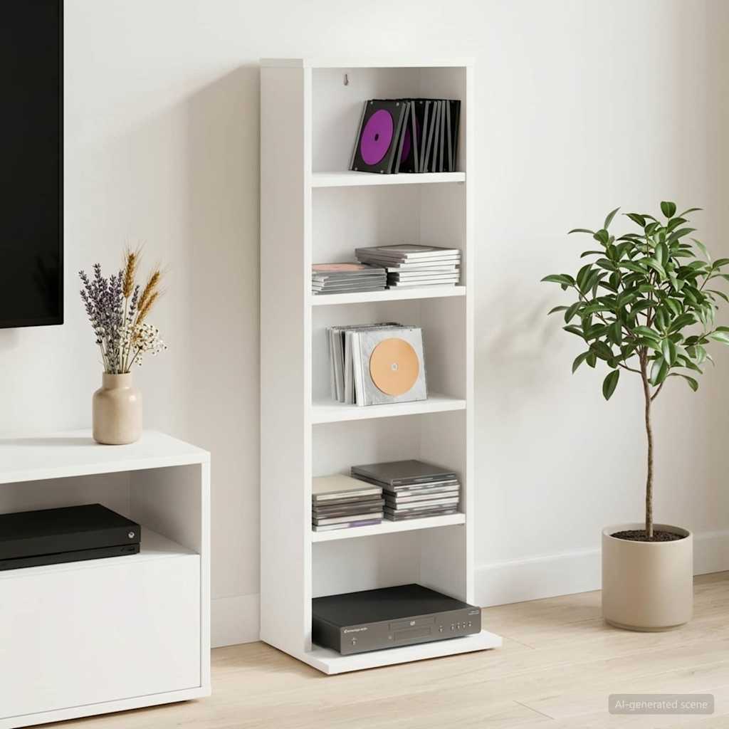 CD Kast Wit 33 x 23,5 x 97,5 cm Bewerkt hout