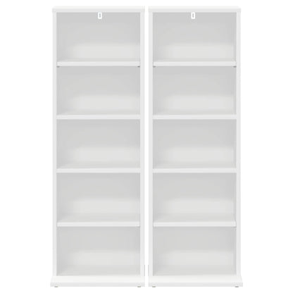 CD Kast 2 st Wit 33 x 23,5 x 97,5 cm Bewerkt hout